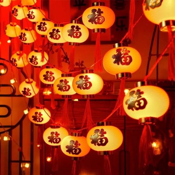 Mid-Autumn Festival Lantern String Small Red Lantern Hanging Decoration Chinese Style Decoration for Spring Festival Celebration