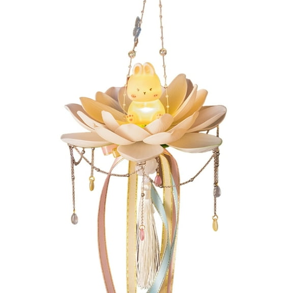 Mid Autumn Festival Lotus Lantern Unique Mid Autumn Lotus Lanterns with Rabbits Adornment for Cultural Celebration