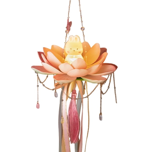 Mid Autumn Festival Lotus Lantern Unique Mid Autumn Lotus Lanterns with Rabbits Adornment for Cultural Celebration
