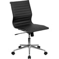 thumbnail image 1 of Mid-Back Armless Black Ribbed LeatherSoft Swivel Conference Office Chair, 1 of 9