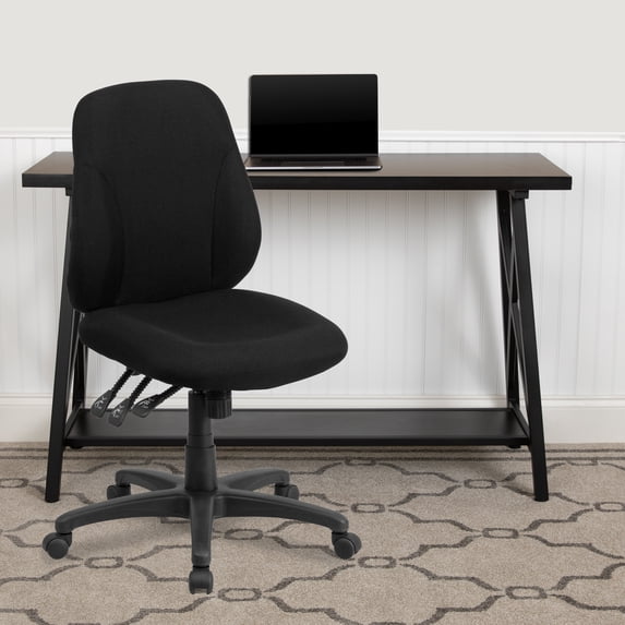 Mid-Back Black Fabric 1.75" Back Adjustment Ergonomic Task Office Chair