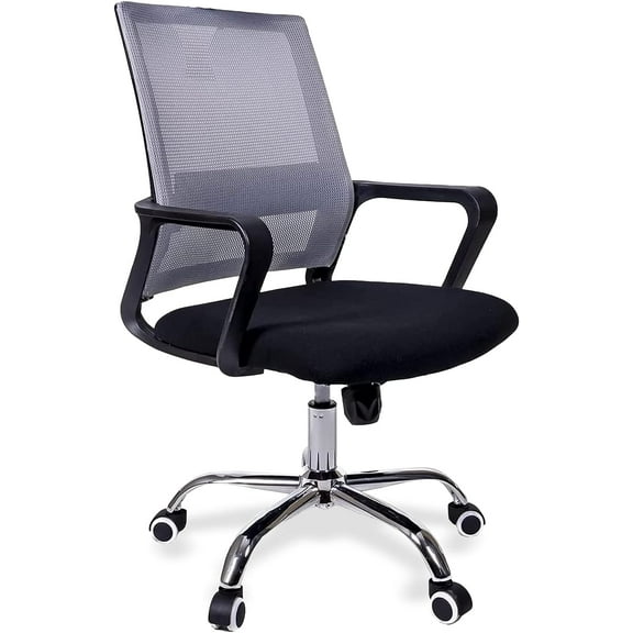 US Office Elements Mid Back Lumber Support and 360 Degree Swivel Office Desk Chair, Gray