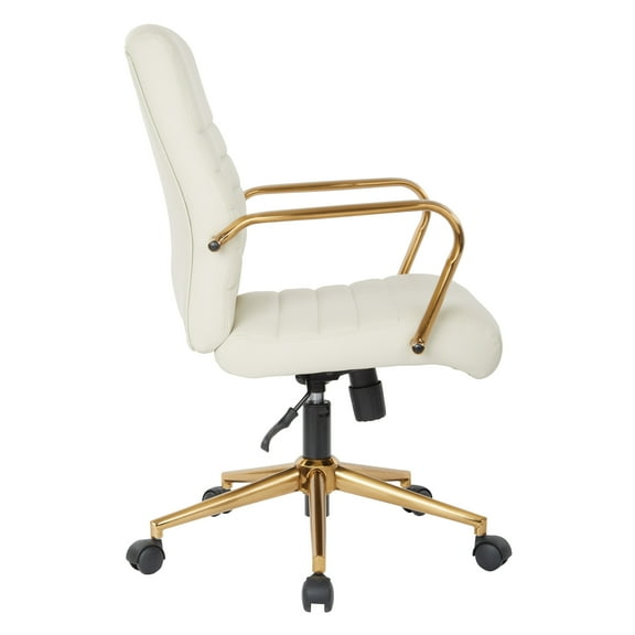 Mid-Back Cream Faux Leather Chair with Gold Finish Arms and Base K/D