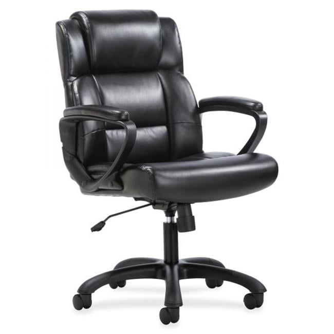 SofThread Luxe Black Leather Mid-Back Executive Swivel Chair