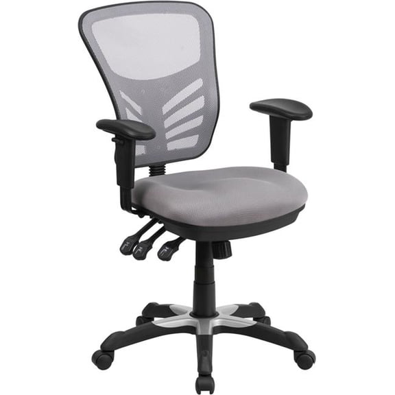 Mid-Back Gray Mesh Executive Chair - Gray - Adjustable Arms - Ergonomic Design
