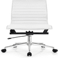  Mid Back Height Modern Office Chair Armless Ribbed PU Leather Seat