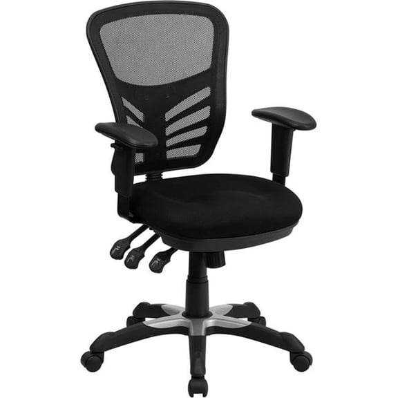 Mid-Back Mesh Office Chair - Black - Adjustable Height - Ergonomic Design