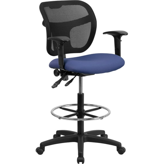 Mid-Back Navy Blue Mesh Back Height Adjustable Drafting Chair