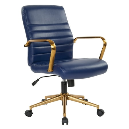 OSP Home Furnishings - Baldwin 5-Pointed Star Faux Leather Office Chair - Navy