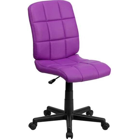 Mid-Back Purple Quilted Vinyl Task Chair - Purple - Adjustable Height - Ergonomic Design