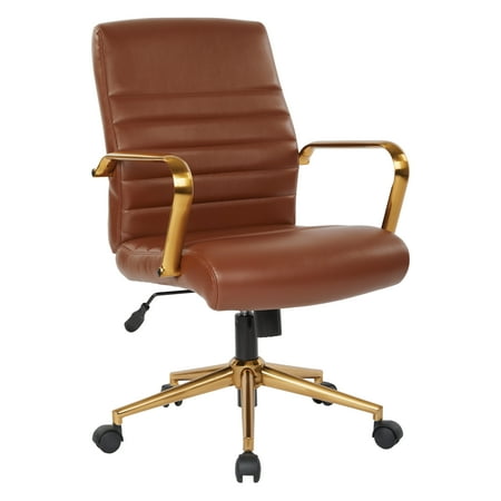 OSP Home Furnishings - Baldwin 5-Pointed Star Faux Leather Office Chair - Saddle