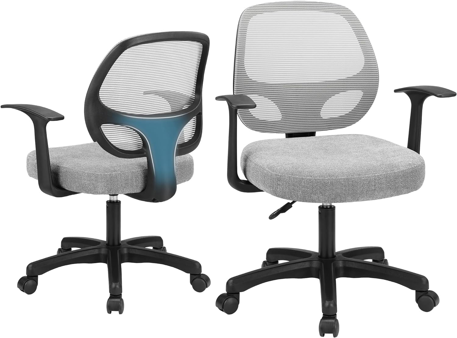 Mid-Back Small Office Chair - Adjustable Ergonomic Desk Chair, 360 ...