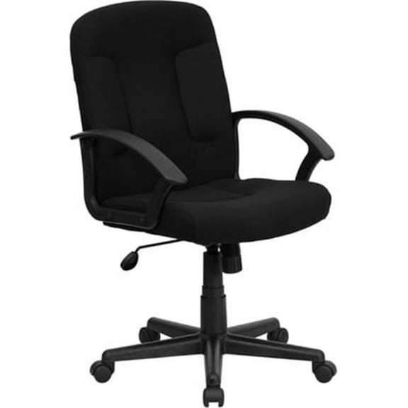 Mid-Back Task Chair - Black Fabric - Adjustable Height - Ergonomic Design