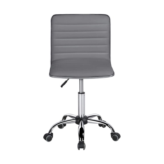 Mid Back Task Chair, Leather Swivel Computer, Ergonomic Desk Chair with Wheels, Retro Armless Ribbed for Apartment, Home, Office, Indoor, Gray