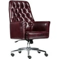 thumbnail image 1 of Mid-Back Tufted Burgundy LeatherSoft Swivel Office Chair with Arms, 1 of 3