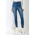 thumbnail image 1 of Mid Blue High-waisted With Rips Skinny Denim Jeans - 3, 1 of 4