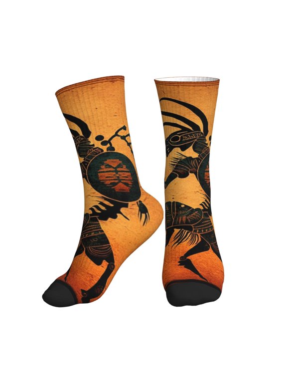 Mid-Calf Athletic Socks, Soft Ribbed Crew Socks for Men and Women, Tribal Ethnic Southwest Print