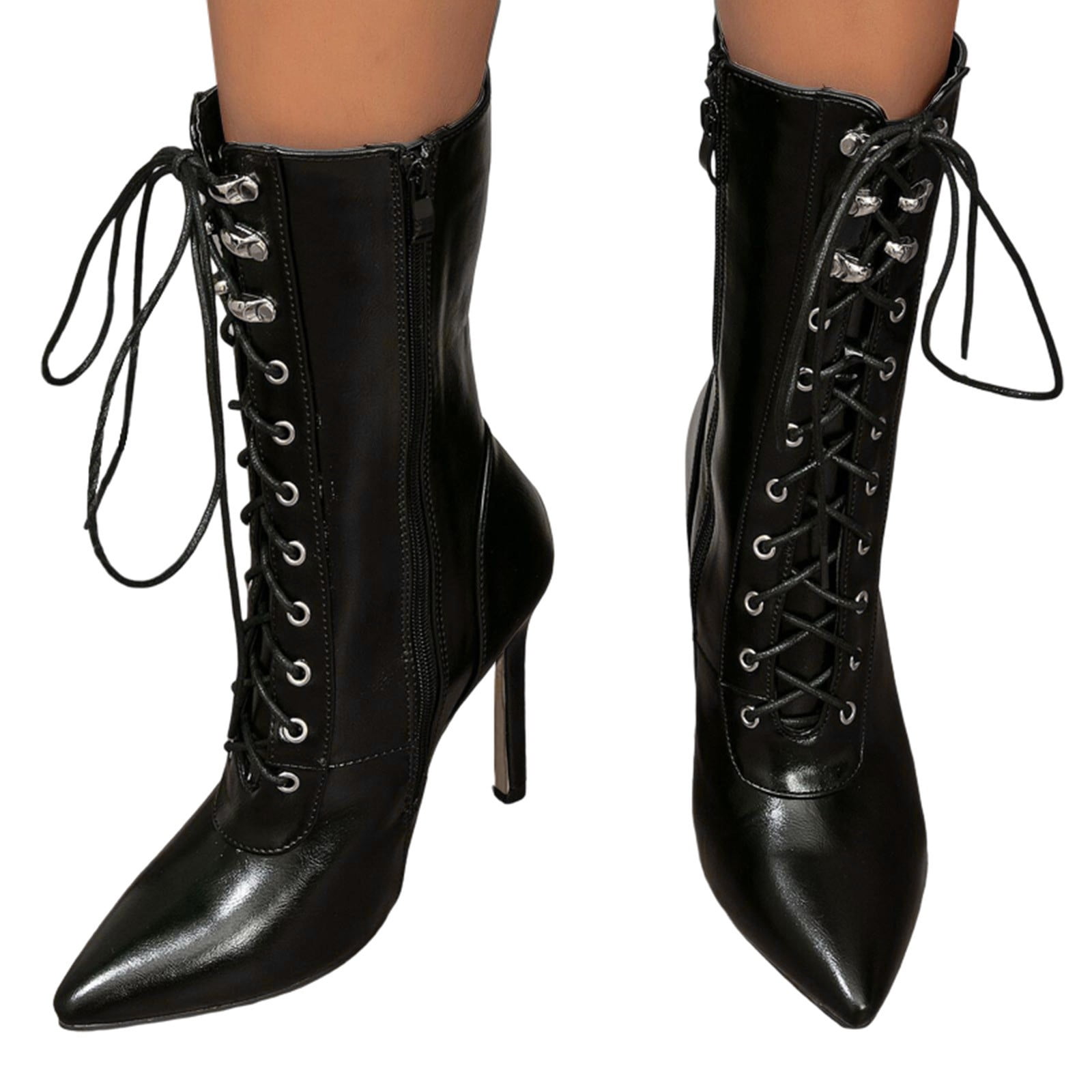 MidCalf Boots for Women Women's Winter Fashion American Style Lace Up