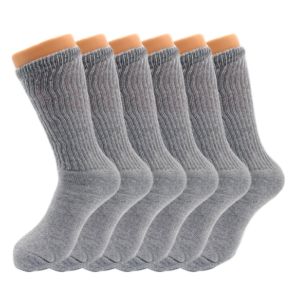 Mid Calf Crew Socks for Women Gray Cotton Socks Size 9-11 6 Pairs