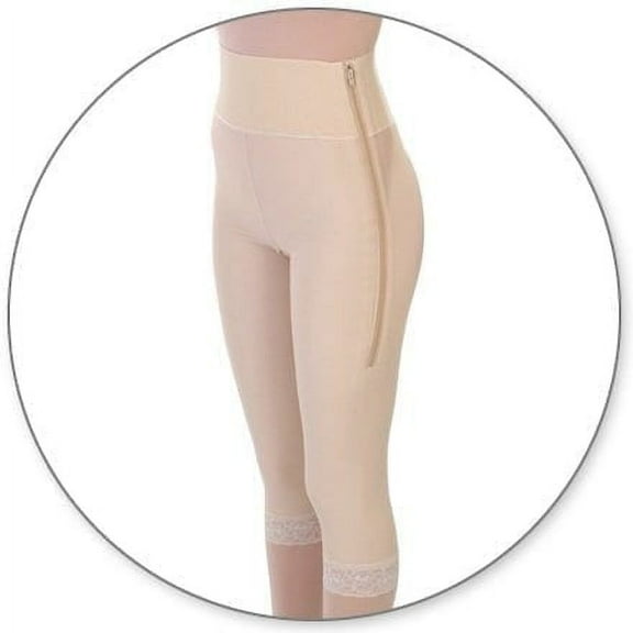 Mid Calf Girdle 4in Waist Slit Crotch by Contour - Style 2 Beige 3XL