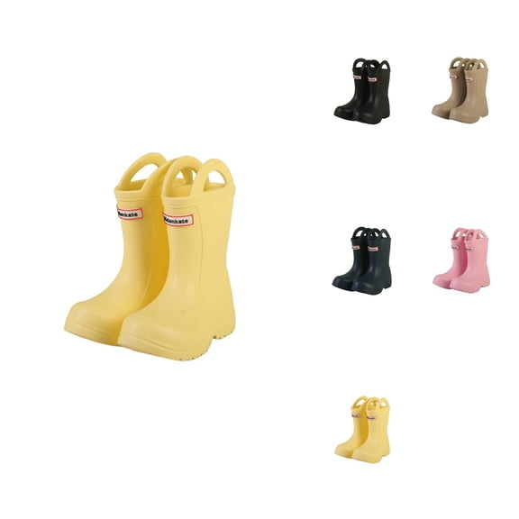 Mid Calf Rain Boots for Girls, Lightweight & Comfortable, Soft Sole, Waterproof Non-, Handles, Toddler Outdoor Play Footwear