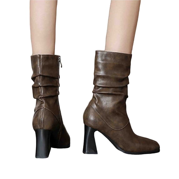 Slouch Riding Boots Mid Calf Slouchy Riding Boots for Women Wide Width Casual Leather ...