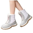 thumbnail image 1 of Mid Calf Snow Boots for Women Cold Weather Fuzzy Thicken Fleece Lined Non Slip Skiing Ski Hiking Winter Booties White Size 6.5, 1 of 5