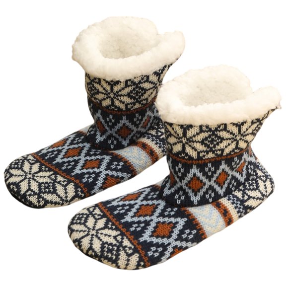 Mid Calf Thermal Socks Women Fleece Lined Non-Slip Home Slippers