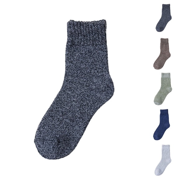 Mid-Calf Thermal Socks for Women, 5 Pairs Thick Warm Wool Blend Winter Boot Socks with Extra Cozy Knit Crew Socks, One Size