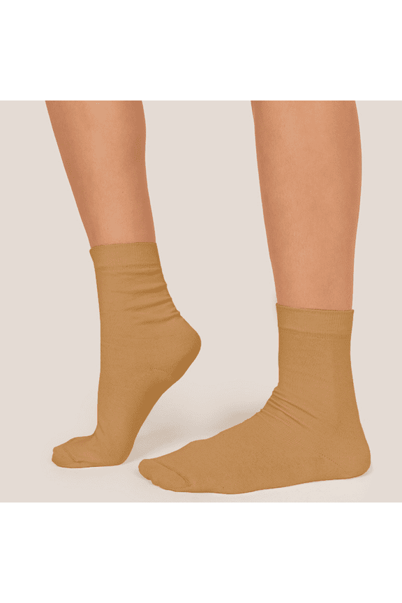 Mid Calf Thin Dress Socks Brown Soft 96% Organic Cotton 4% Elastic 40/42 Medium