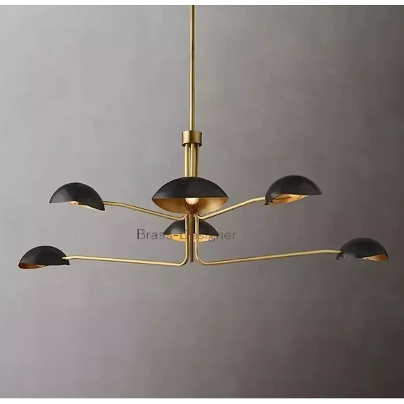 Mid Century 1950Brass Black Orb Sputnik Italian Ceiling Stilnovo Chandelier 2Tie