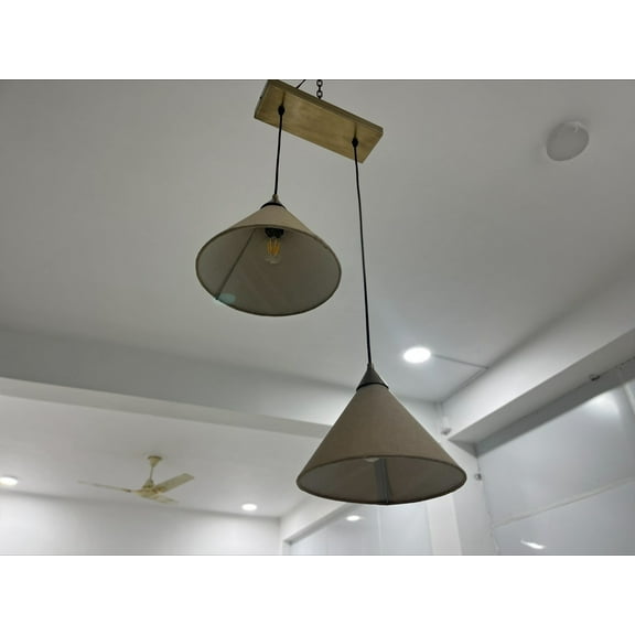 Mid Century 2 Fabric Shade Pendant Lights Chandelier Light Designer Ceiling Fixture Dinning Lights