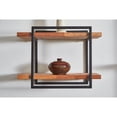 thumbnail image 1 of 12 Inch Long 2-Tier Shelving Mid Century Square Wood, Metal Wall Display, 1 of 2