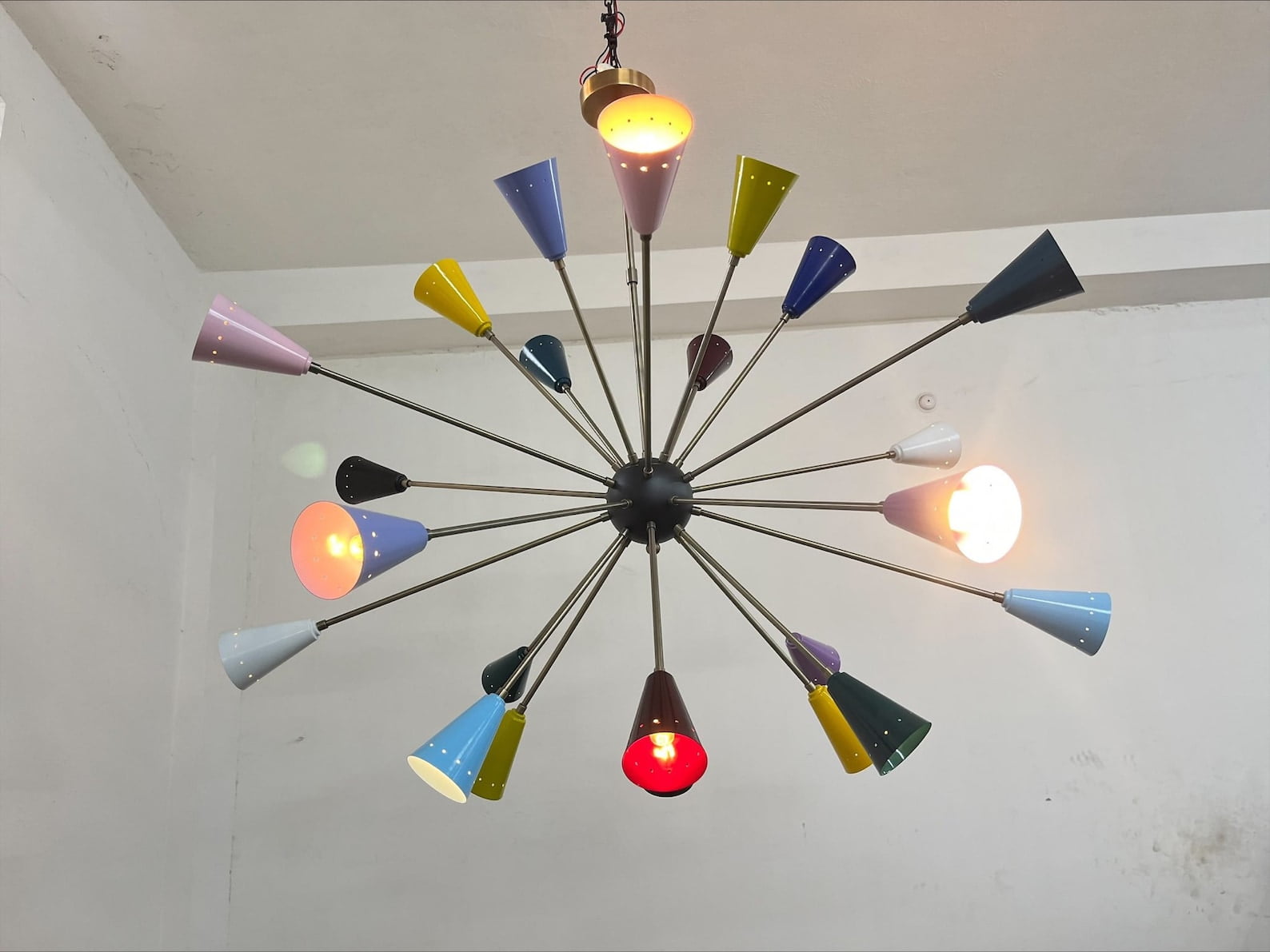 Mid Century 24 Multi Color Shade Metal Big Sputnik Chandelier Light — free download