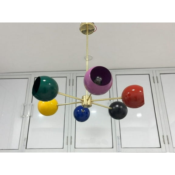 Mid Century 6 Arm Lights Shade Multi Color Sputnik Chandelier Modern Light Fixture