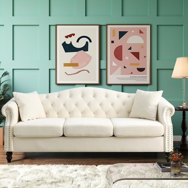 MidCentury 79"L Couch, 3Seat Couches and Sofas, Upholstered Sofa with