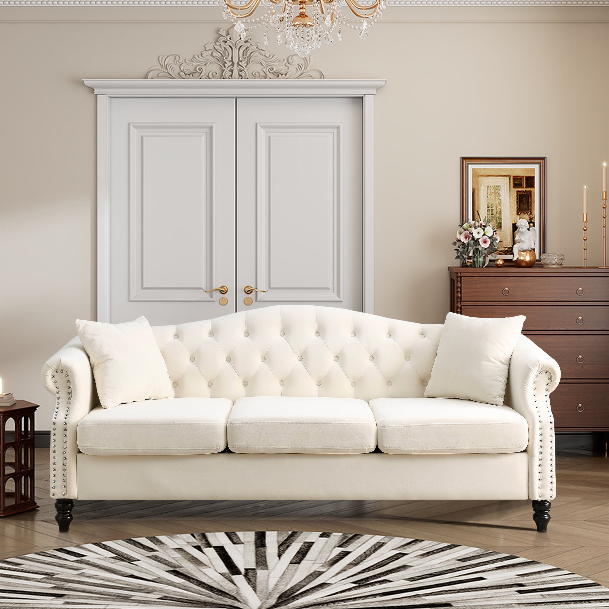 MidCentury 79"L Couch, 3Seat Couches and Sofas, Upholstered Sofa with