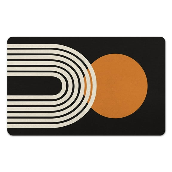 Mid Century Abstract Boho Aesthetic Bathroom Rugs, Bohemian Sun Modern Minimalist Home Bathtub Decor Bath Floor Mat, Super Soft Washable Absorbent Non Slip Microfiber Bathroom Rug 20"x32"