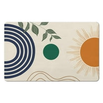 Mid Century Abstract Boho Aesthetic Bathroom Rugs, Bohemian Sun Modern Minimalist Home Bathtub Decor Bath Floor Mat, Super Soft Washable Absorbent Non Slip Microfiber Bathroom Rug 20"x32"