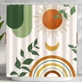 thumbnail image 1 of Mid Century Abstract Boho Aesthetic Shower Curtain Set, Spring Summer Green Nature Leaf Sun Modern Minimalist Home Bathroom Curtain Decor with 12 Hooks 72 x 72inches, 1 of 6