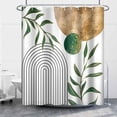 thumbnail image 1 of Mid Century Abstract Boho Shower Curtain Bathroom Set Semicircle Geometric Lines Modern Minimalist Black Palm Leaves Bath Accessories Modern Decor Waterproof Fabric with Hooks 72x72 inches, 1 of 6