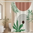 thumbnail image 1 of Mid Century Abstract Boho Shower Curtain for Bathroom Sun Eucalyptus Leaves Waterproof Fabric Shower Curtains with Hooks Modern Minimalist Geometric Aesthetic Shower Curtain Decor, 72x72 Inch, 1 of 6