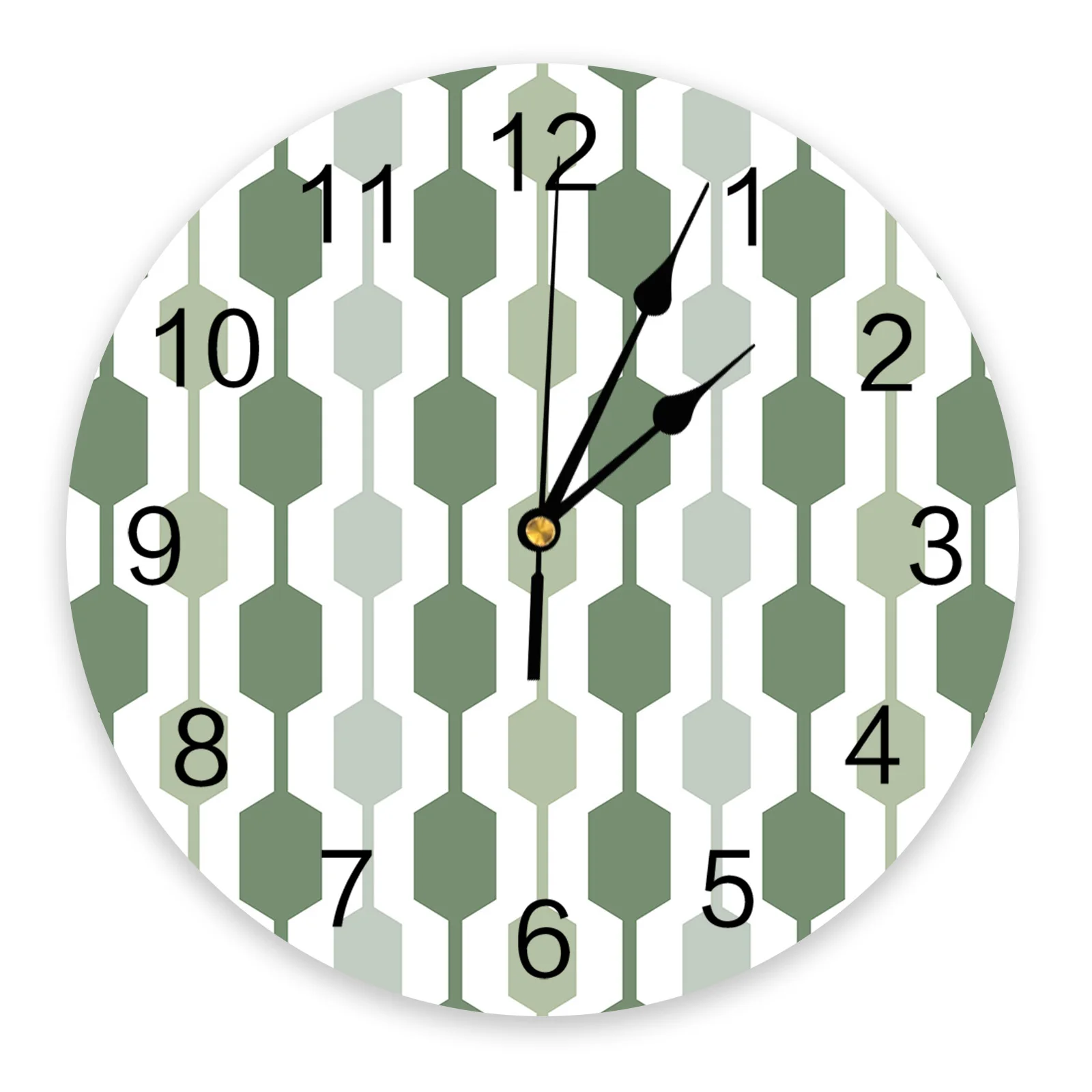 Mid Century Abstract Geometric Hexagon Classic PVC No Ticking Clock ...