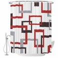 thumbnail image 1 of Mid Century Abstract Red Fabric Shower Curtain Geometric Modern Washable Shower Curtains for Bathroom, Waterproof Bath Curtain with Hooks Home Decor 36x72in, 1 of 8
