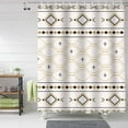 thumbnail image 1 of Mid Century Abstract Shower Curtain for Bathroom, Boho Neutral Minimalist Modern Boho Art Geometric Leaf Plant Bath Curtains, Terracotta Arch Curve Sun Waterproof Bathtub Curtains with Hooks, 1 of 6