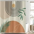 thumbnail image 1 of Mid Century Abstract Shower Curtains, Weighted Bottom Modern Boho Terracotta Minimalist Geometric Arch Botanical Plants Leaf Bathroom Curtain Waterproof Fabric Washable with Hooks,72"x72", 1 of 6