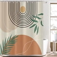 thumbnail image 1 of Mid Century Abstract Shower Curtains, Weighted Bottom Modern Boho Terracotta Minimalist Geometric Arch Botanical Plants Leaf Bathroom Curtain Waterproof Fabric Washable with Hooks,72"x72", 1 of 6