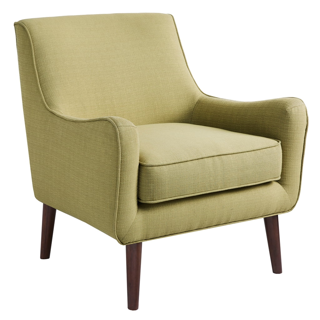Mid-Century Modern Green Upholstered Accent Chair with Wood Legs