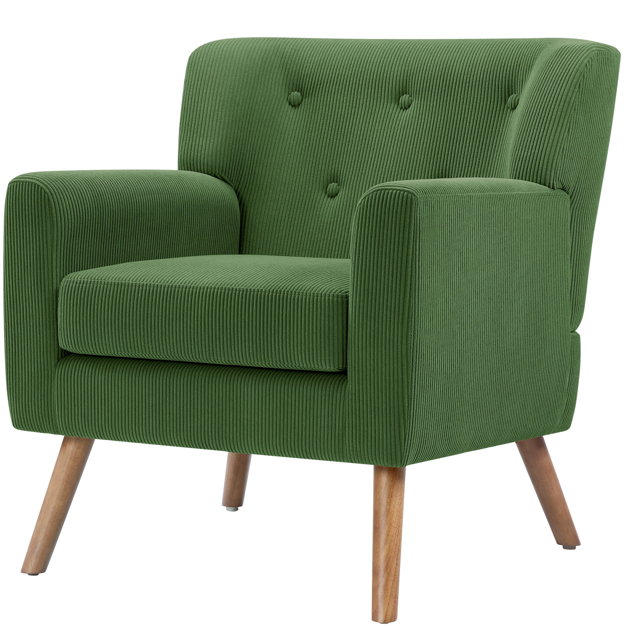 Mid-Century Accent Chair,Modern Comfy Armchair Upholstered Reading Chair Single Sofa Chair for Living Room,Apartment, Green