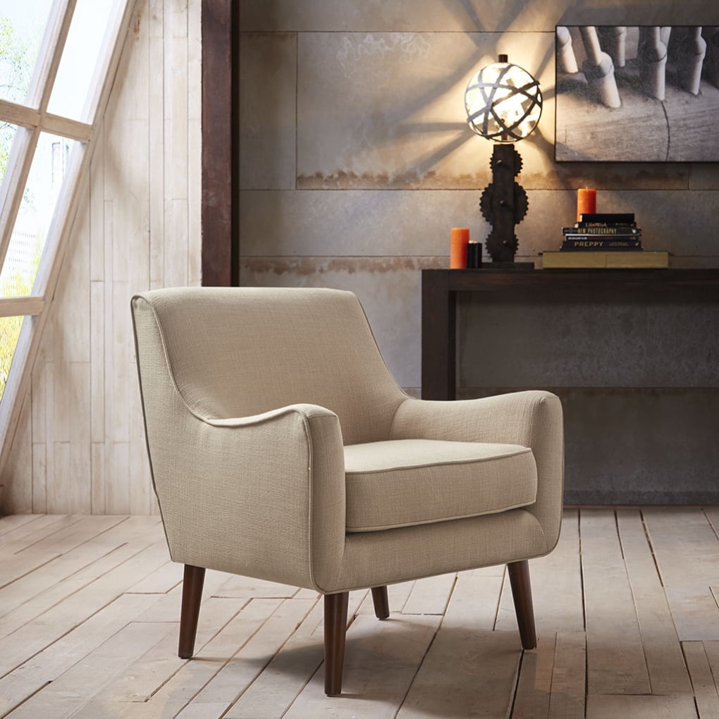 Liam Mid-Century Beige Upholstered Accent Chair